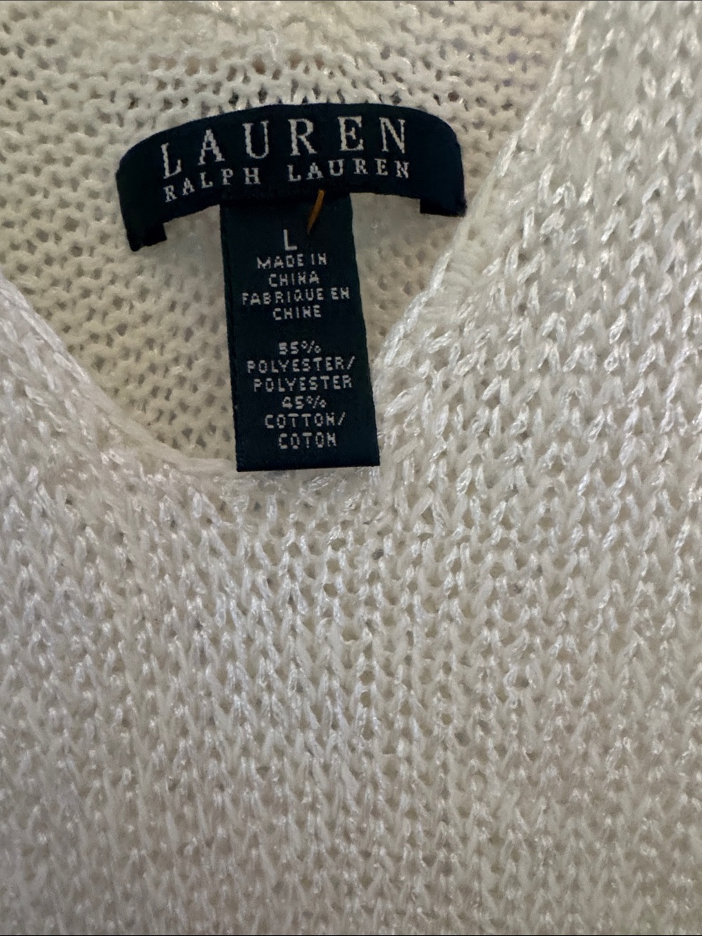 Ralph Lauren Cream Knit V-Neck Tank Top - Picture 2 of 11